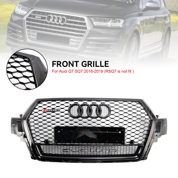 Audi Q7/Q7 S Line/SQ7 2016-2019 RSQ7 Style pare-chocs avant grille en nid d'abeille calandre noire brillante