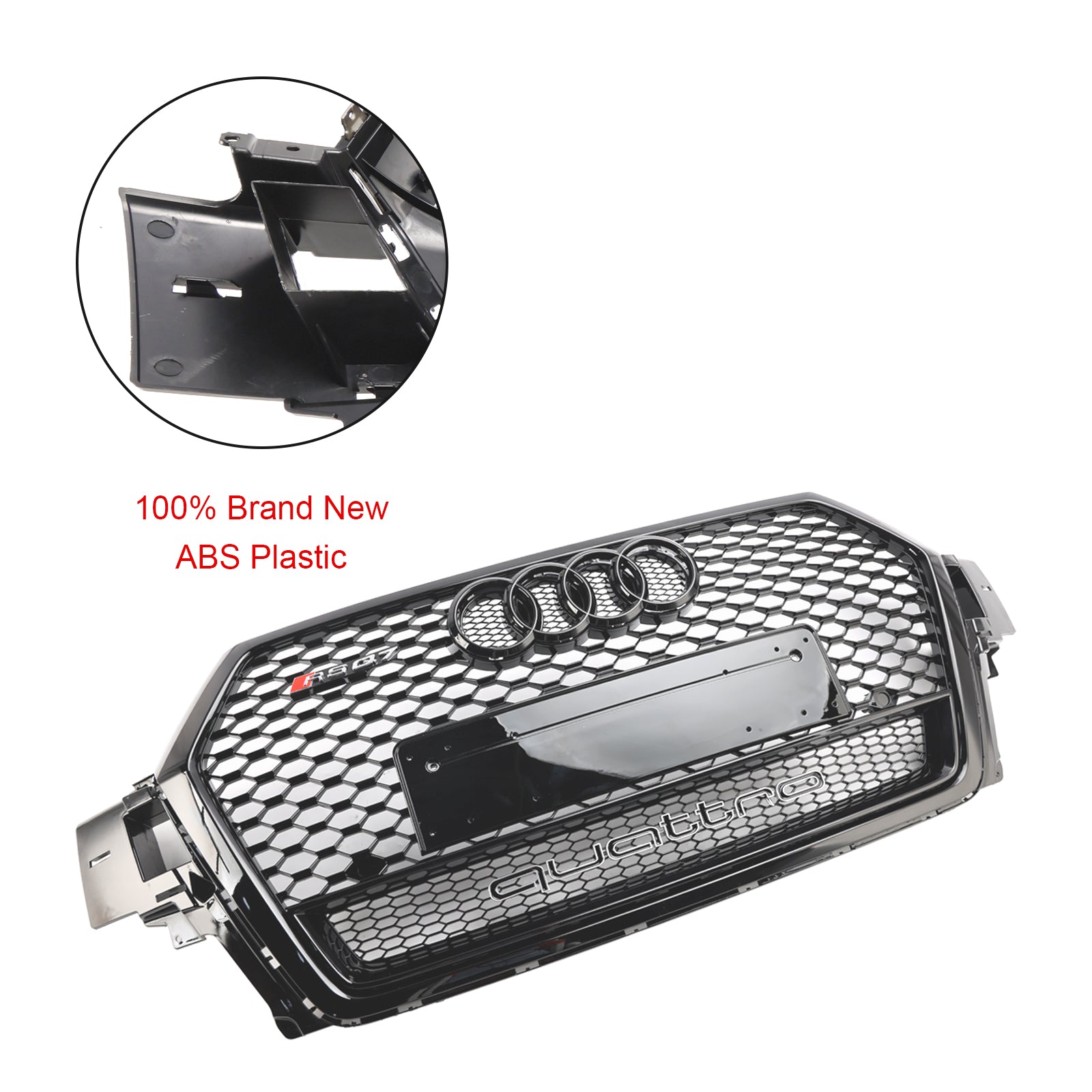 Grille de pare-chocs avant en nid d'abeille Audi Q7 / Q7 Sline / SQ7 2016-2019 style RSQ7 Grille noire brillante