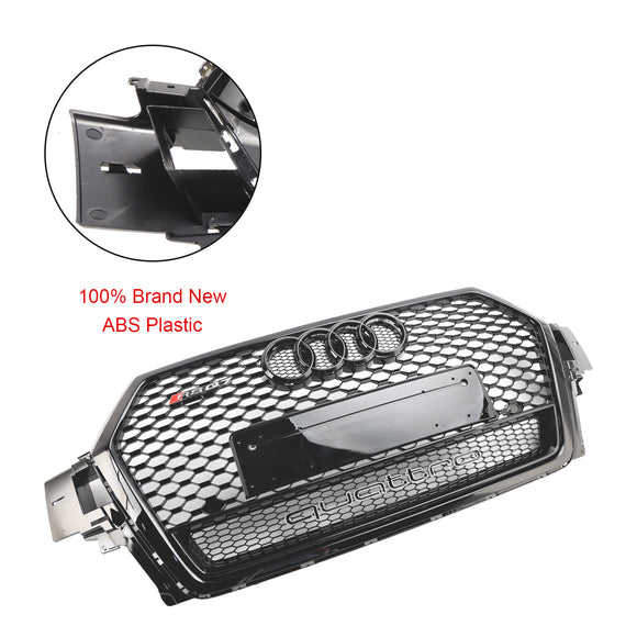Audi Q7/Q7 S Line/SQ7 2016-2019 RSQ7 Style pare-chocs avant grille en nid d'abeille calandre noire brillante