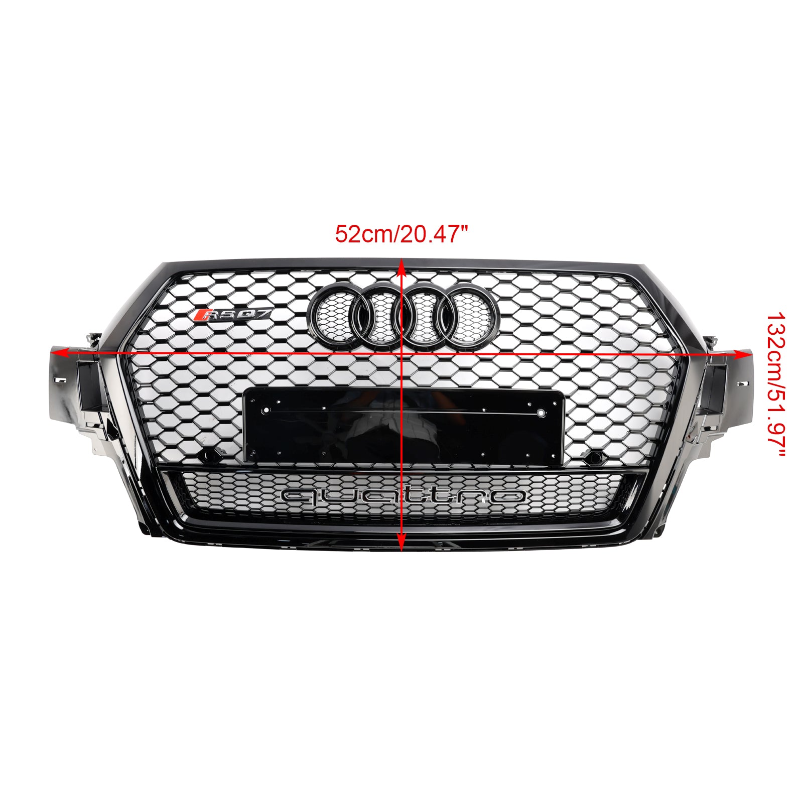 Audi Q7 / Q7 Sline / SQ7 2016-2019 RSQ7 Style Front Bumper Honeycomb Mesh Grill Gloss Black Grille - 0