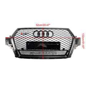 Audi Q7/Q7 S Line/SQ7 2016-2019 RSQ7 Style pare-chocs avant grille en nid d'abeille calandre noire brillante - 0