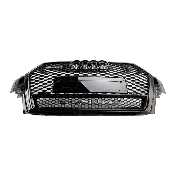 Audi Q7/Q7 S Line/SQ7 2016-2019 RSQ7 Style pare-chocs avant grille en nid d'abeille calandre noire brillante