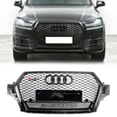 Audi Q7/Q7 S Line/SQ7 2016-2019 RSQ7 Style pare-chocs avant grille en nid d'abeille calandre noire brillante-1