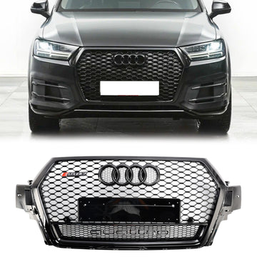 Audi Q7/Q7 S Line/SQ7 2016-2019 RSQ7 Style pare-chocs avant grille en nid d'abeille calandre noire brillante
