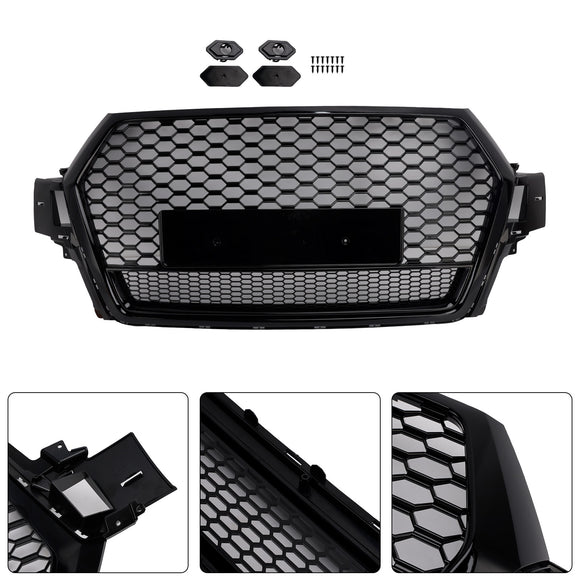 Audi Q7 / Q7 Sline / SQ7 2016-2019 RSQ7 Quattro Style Grill Front Bumper Honeycomb Mesh Replacement Black Grille