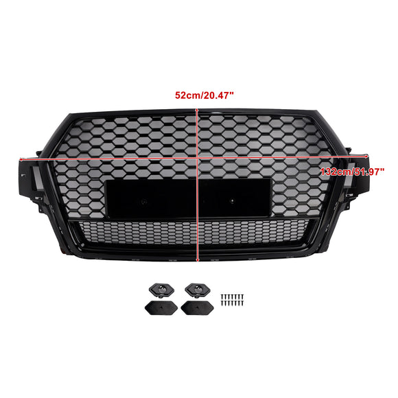 Audi Q7 / Q7 Sline / SQ7 2016-2019 RSQ7 Quattro Style Grill Front Bumper Honeycomb Mesh Replacement Black Grille