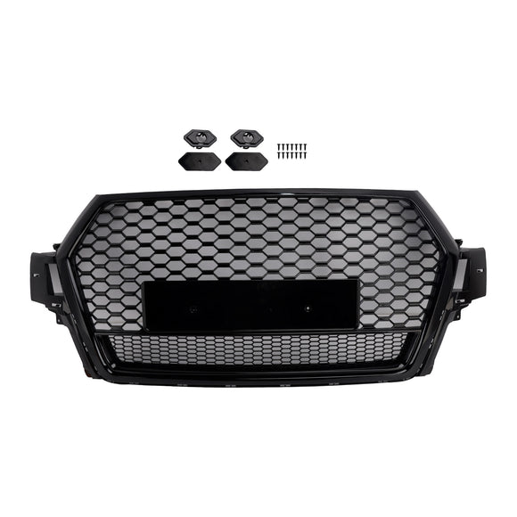 Audi Q7 / Q7 Sline / SQ7 2016-2019 RSQ7 Quattro Style Grill Front Bumper Honeycomb Mesh Replacement Black Grille