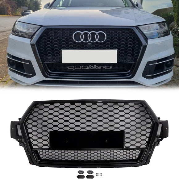Audi Q7 / Q7 Sline / SQ7 2016-2019 RSQ7 Quattro Style Grill Front Bumper Honeycomb Mesh Replacement Black Grille
