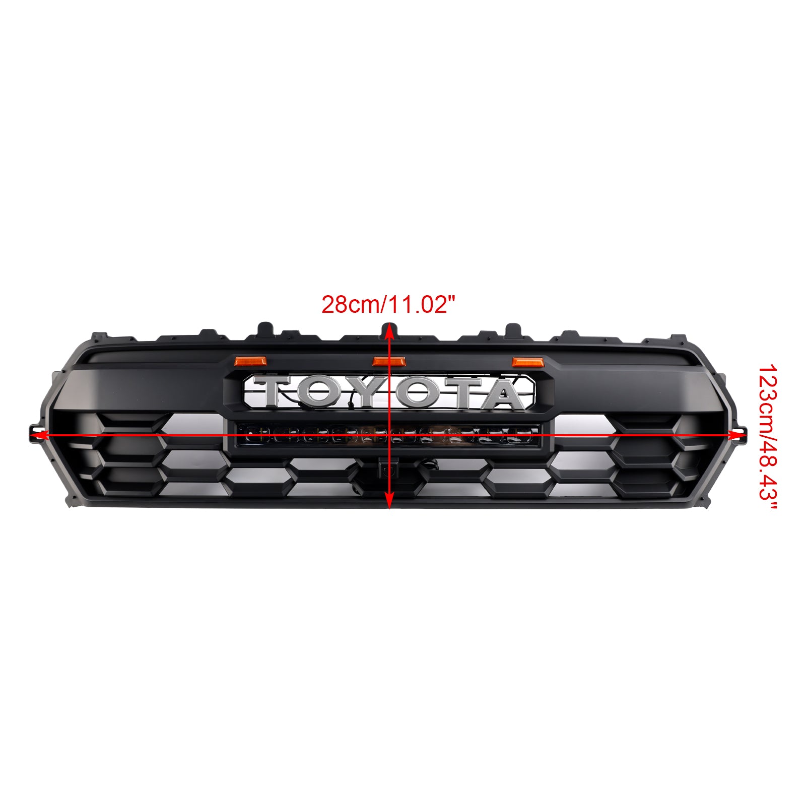 Toyota 2024 Tacoma TRD Pro Front Grille Black Honeycomb Grill + LED Light + Light Bar + Letter