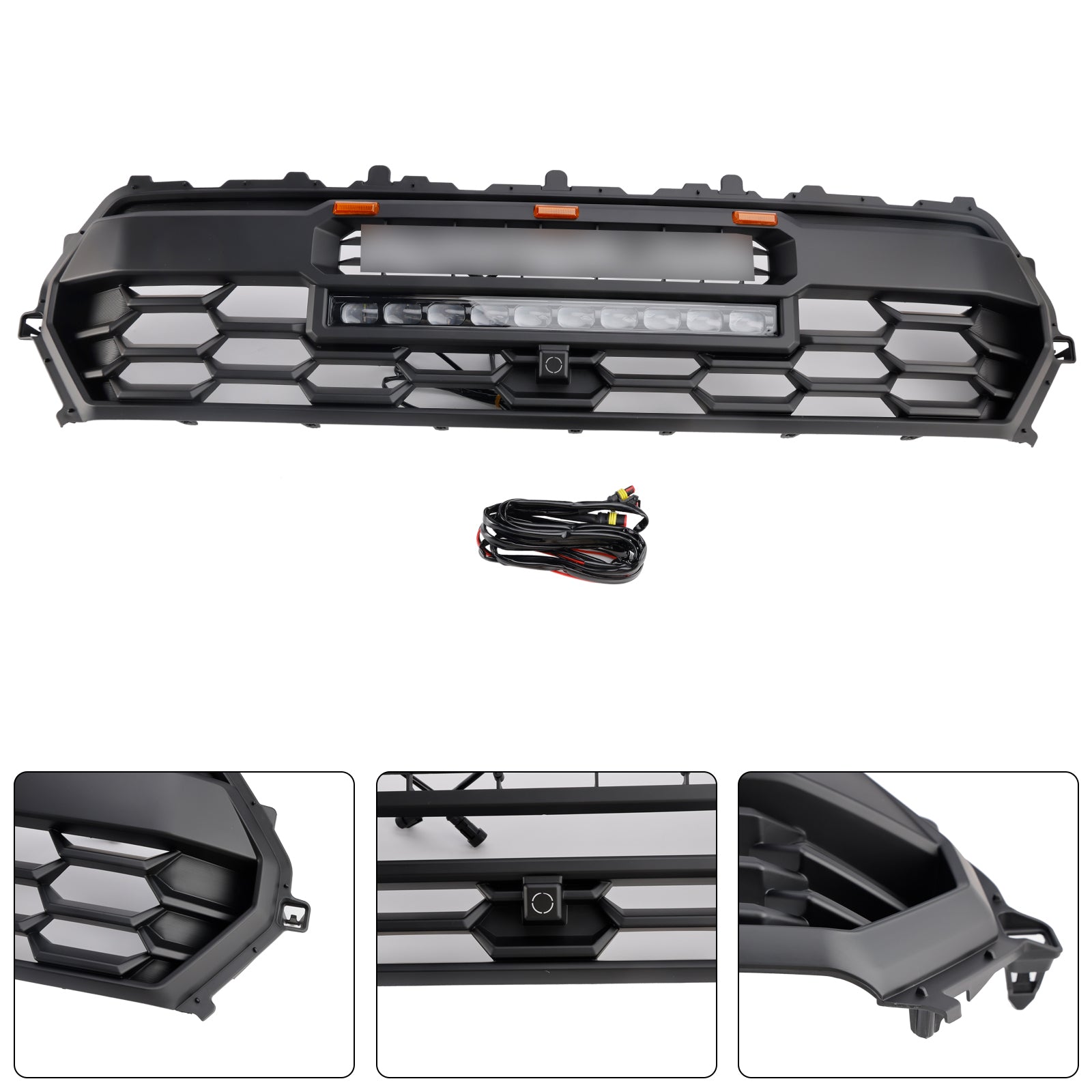 2024-2025 Toyota Tacoma Trd Pro Style Front Stoßstange Grill Schwarzer Kühlergrill mit LED & Light Bar