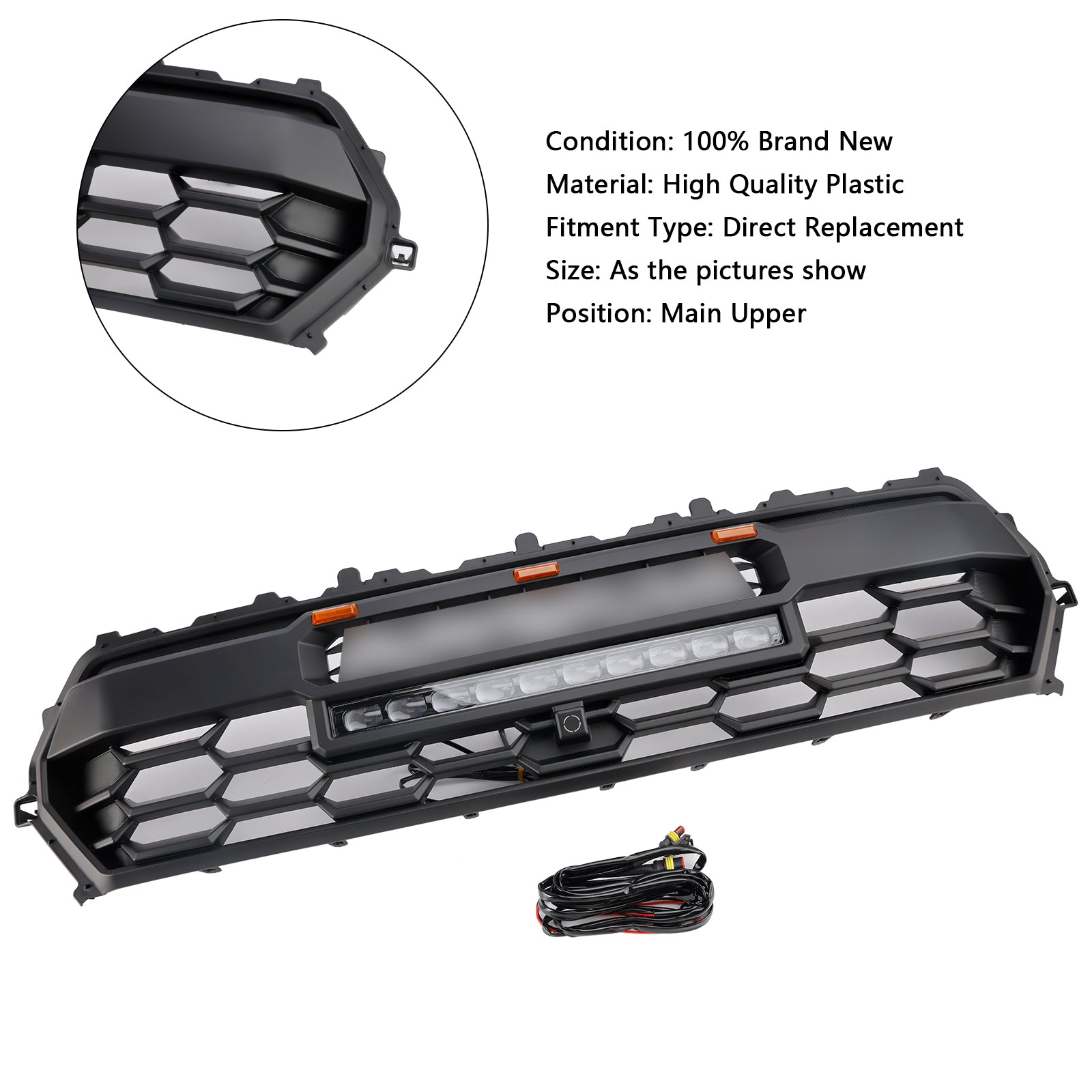 2024-2025 Toyota Tacoma Trd Pro Style Front Stoßstange Grill Schwarzer Kühlergrill mit LED & Light Bar