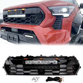 Toyota Tacoma 2024-2025 Grade dianteira TRD PRO estilo substituição grade preta fosca com luz LED