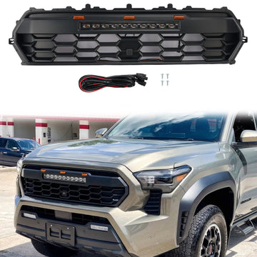 Toyota Tacoma 2024-2026 etupuskurin säleikkö, musta säleikkö valopalkilla<lAMP>LED-valo - 0