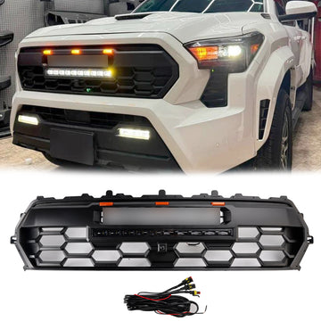 Toyota 2024-2026 Tacoma TRD Pro Front Grille Black Honeycomb Grill + LED Light + Light Bar + TOYOTA Letter