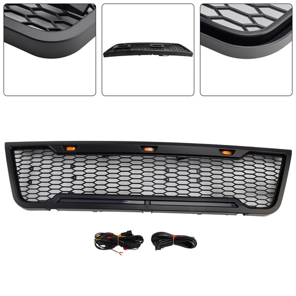 Ford E150 E250 E350 2003 2004 2005 2006 2007 Front Grille Black Air Intake Radiator Bumper Grill With LED & FORD Letter