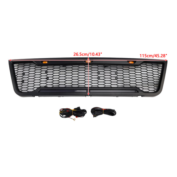 Ford E150 E250 E350 2003 2004 2005 2006 2007 Front Grille Black Air Intake Radiator Bumper Grill With LED & FORD Letter