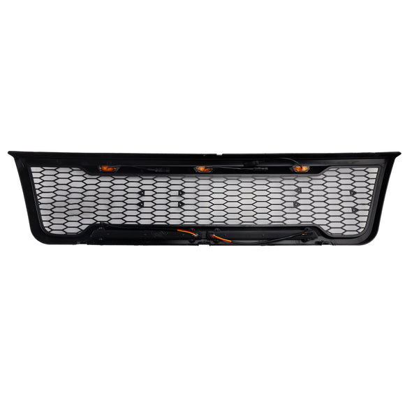 Ford E150 E250 E350 2003 2004 2005 2006 2007 Front Grille Black Air Intake Radiator Bumper Grill With LED & FORD Letter