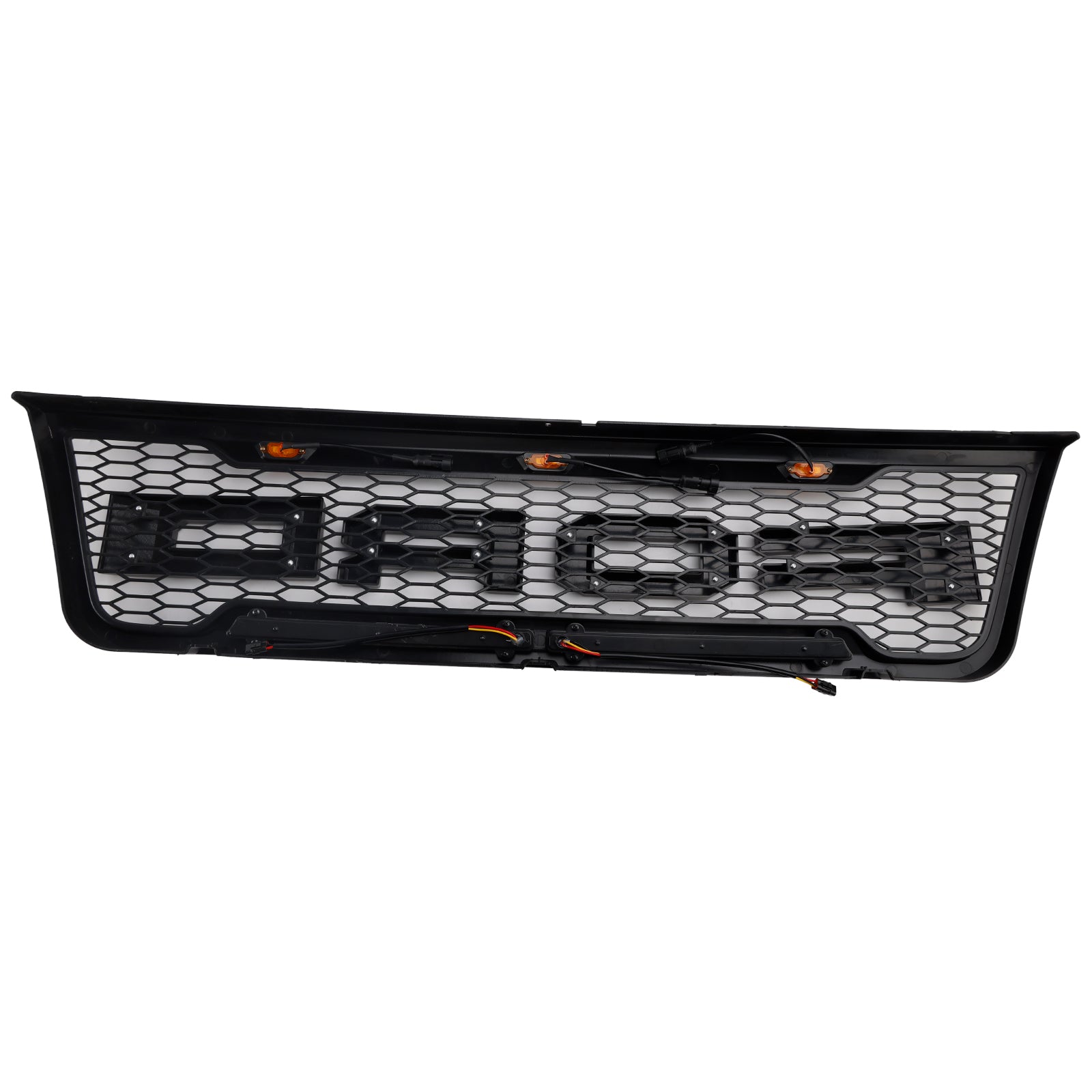 Ford E150 E250 E350 Honeycomb Style Grill 2003-2007 Front Bumper Center Replacement Black Grille + LED Light