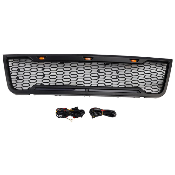 Ford E150 E250 E350 2003 2004 2005 2006 2007 Front Grille Black Air Intake Radiator Bumper Grill With LED & FORD Letter
