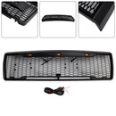 1992-1996 Ford F150 Raptor Style Grill Matte Black Front Bumper Grille W/ LED Light & FORD Letter-3