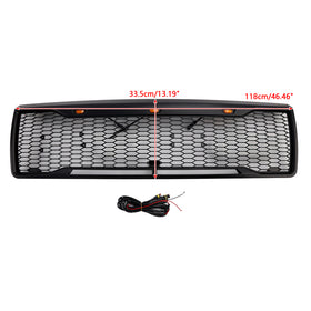 1992-1996 Ford F150 Raptor Style Grill Calandre de pare-chocs avant noir mat avec lumière LED & Lettre FORD - 0