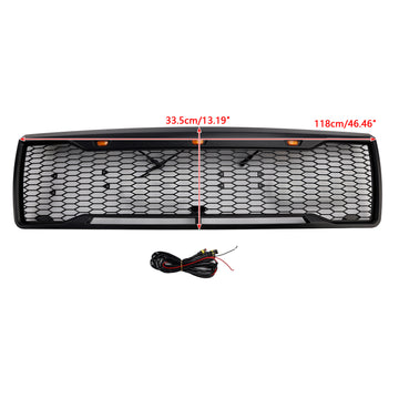 1992-1996 Ford F150 Raptor Style Grill Calandre de pare-chocs avant noir mat avec lumière LED & Lettre FORD - 0