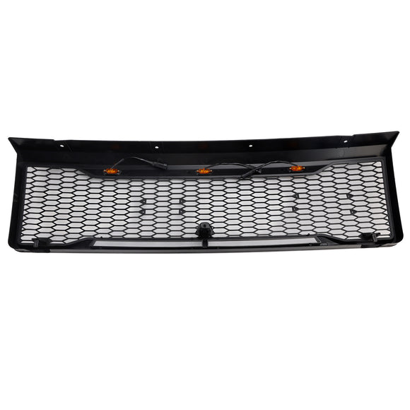 1992-1996 Ford F150 Raptor Style Grill Matte Black Front Bumper Grille W/ LED Light & FORD Letter