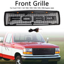 1992-1996 Ford F150 Raptor Style Grill Grille de pare-chocs avant noir mat avec lumière LED-3