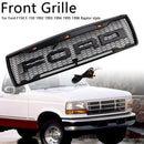 1992-1996 Ford F150 Raptor Style Grill Grille de pare-chocs avant noir mat avec lumière LED-4