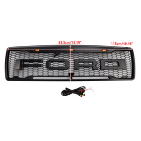 1992-1996 Ford F150 Raptor Style Grill Grille de pare-chocs avant noir mat avec lumière LED - 0