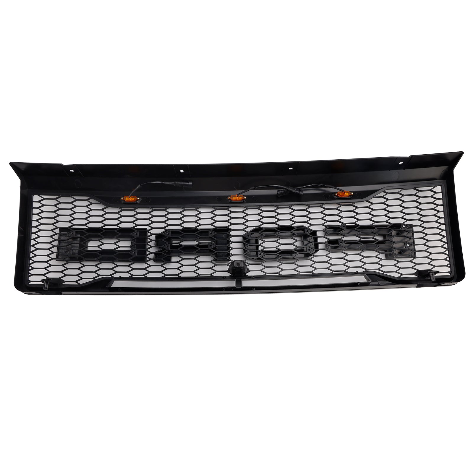 1992-1996 Ford F150 Raptor Style Grill Matte Black Front Bumper Grille W/ LED Light