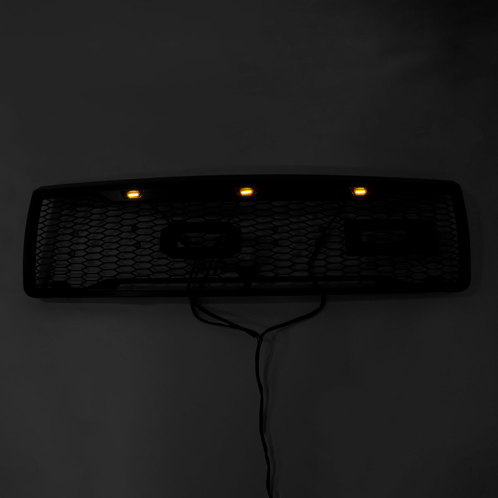 Calandre avant Ford F150 1992-1996 Radiateur d'admission d'air Pare-chocs noir en nid d'abeille Grille Raptor avec lumière LED et lettre