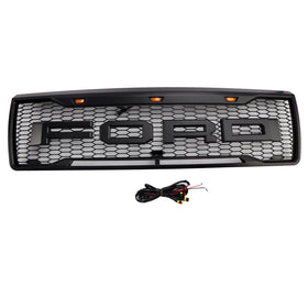 1992-1996 Ford F150 Raptor Style Grill Grille de pare-chocs avant noir mat avec lumière LED