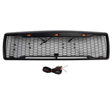 1992-1996 Ford F150 Raptor Style Grill Mattamusta Etupuskurin säleikkö LED-valolla & FORD Letter