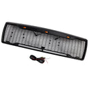 1992-1996 Ford F150 Raptor Style Grill Matte Black Front Bumper Grille W/ LED Light & FORD Letter-8