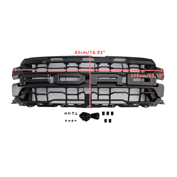 2024–2025 Ford F150 Raptor SVT Grill Frontstoßstange, schwarzer Ersatzgrill mit LED-Licht