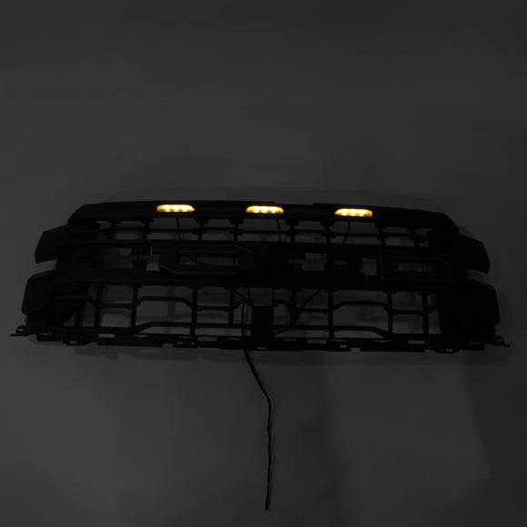 2024–2025 Ford F150 Raptor SVT Grill Frontstoßstange, schwarzer Ersatzgrill mit LED-Licht