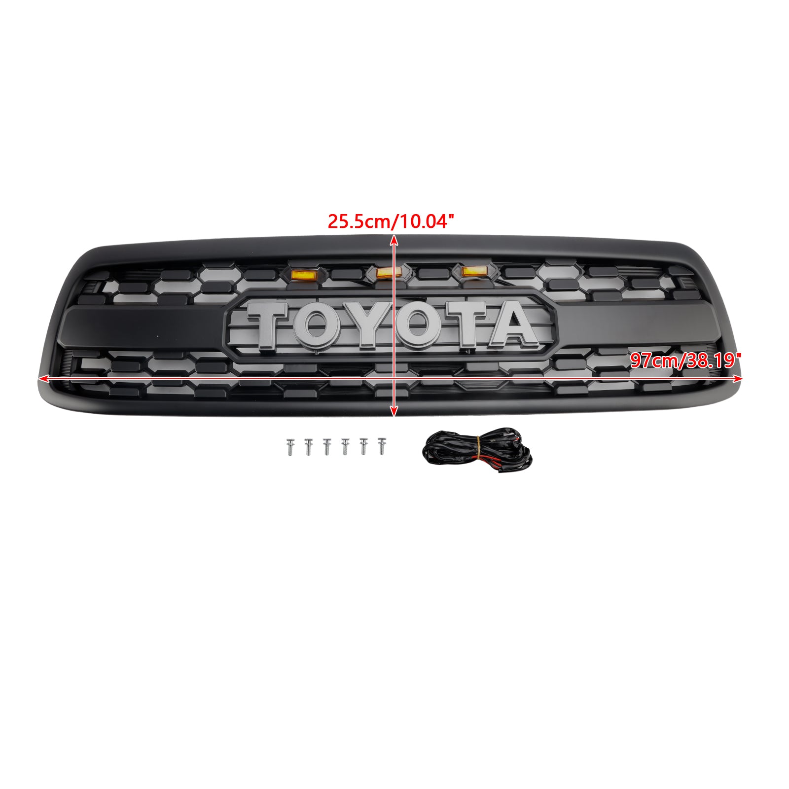 2000-2002 Toyota Tundra Front Grill Matte Black Front Bumper Grille TRD PRO Style W/ LED