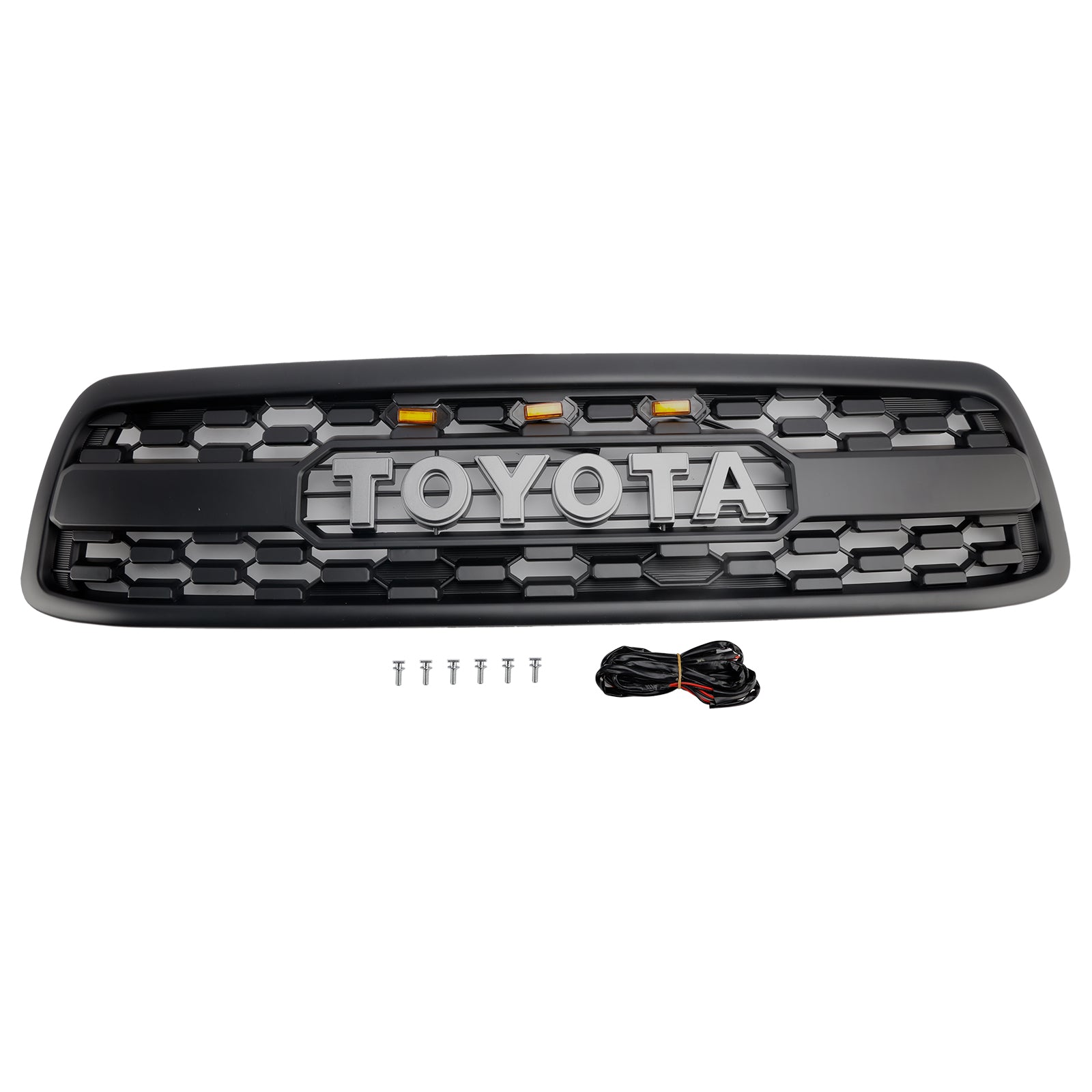 2000-2002 Toyota Tundra Front Grill Matte Black Front Bumper Grille TRD PRO Style W/ LED