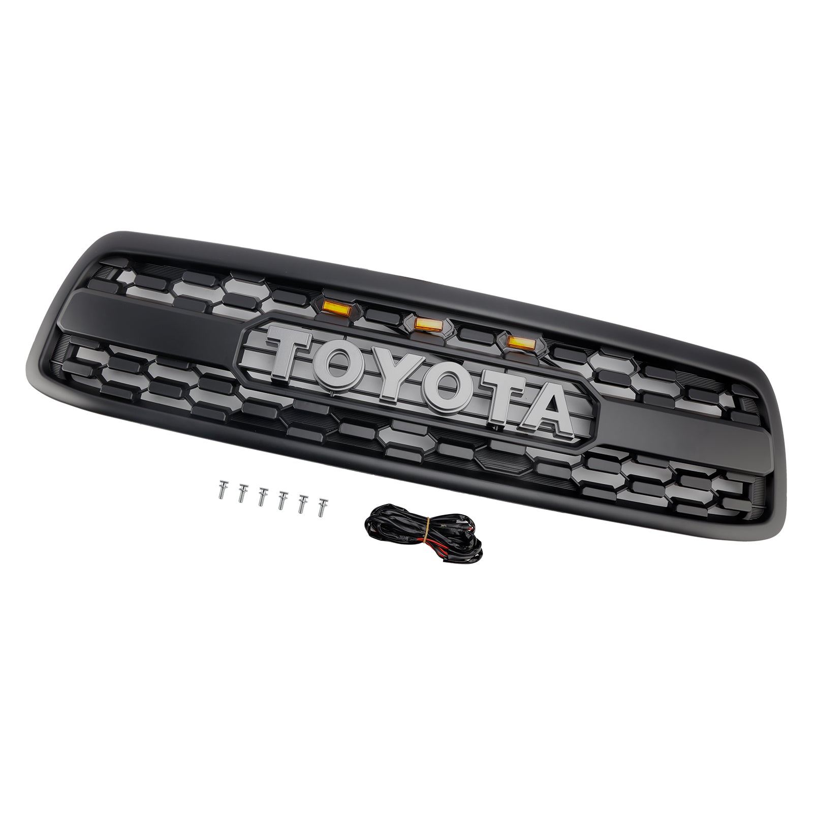 Parrilla delantera negra mate para Toyota Tundra 2000-2002, rejilla de parachoques delantero estilo TRD PRO con LED