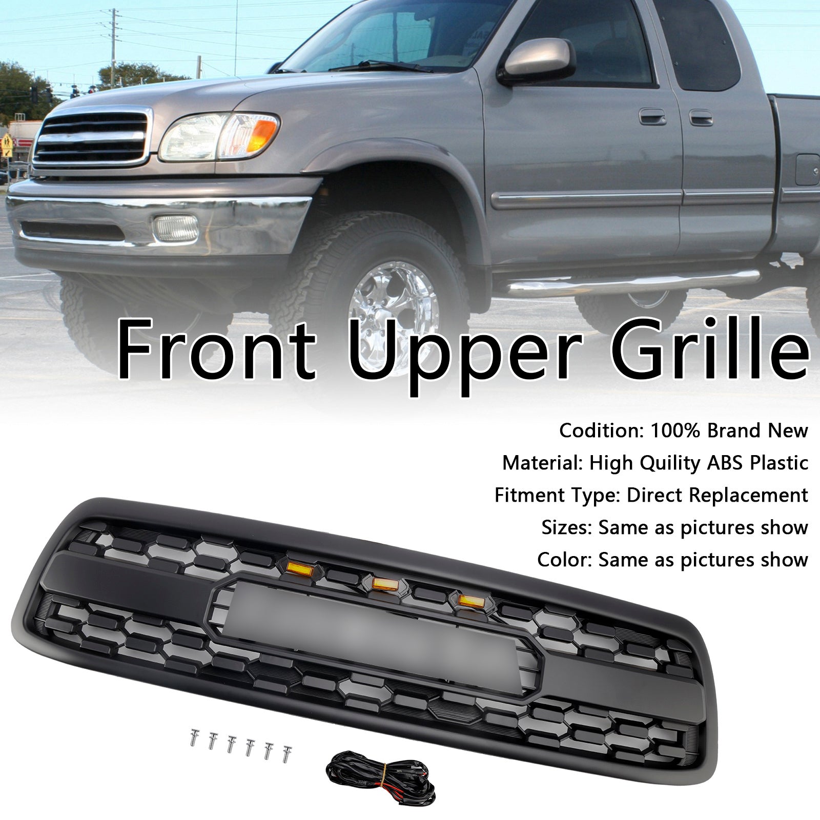 2000-2002 Toyota Tundra Grill anteriore Matte Black Bramper Grille TRD Pro Style W/ LED