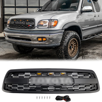 Estilo TRD PRO | Toyota Tundra | Parrilla negra mate | 2000-2002 | Rejilla de parachoques del radiador de entrada de aire + luz LED + letra - 0