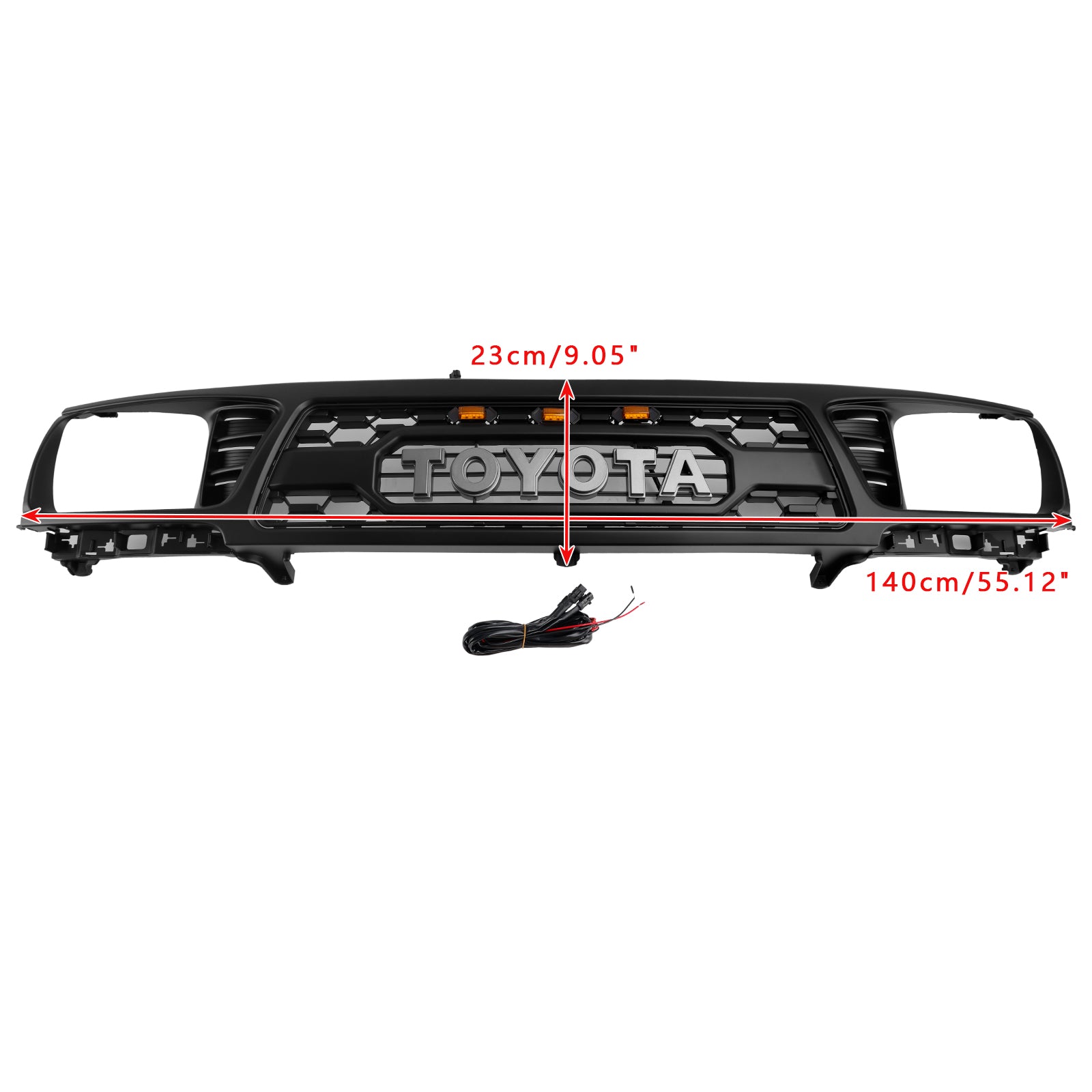 TRD PRO Style | Toyota Tacoma | 1995-1997 | Black Grill | Front Replacement Grille With LED Light