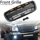 For Ford Ranger 2004-2011 Black Grille Front Center Bumper Raptor Grill + LED Light-3