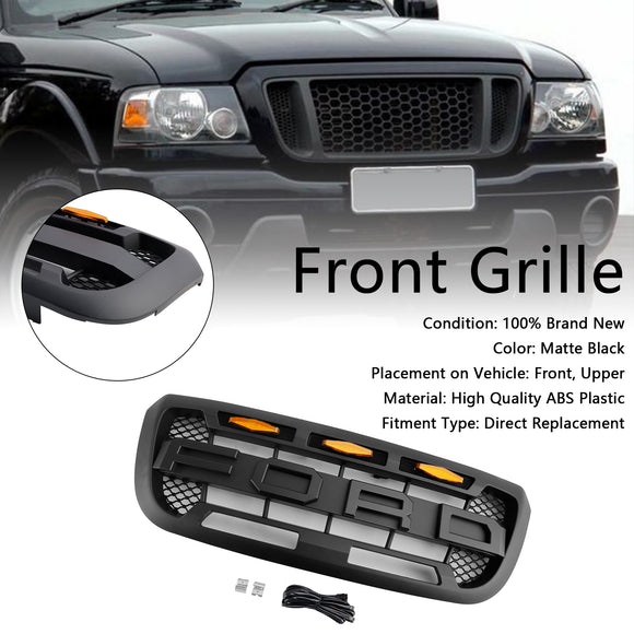 2004-2011 Ford Ranger Raptor Style Grill Pare-chocs avant Calandre noire mate avec lumière LED