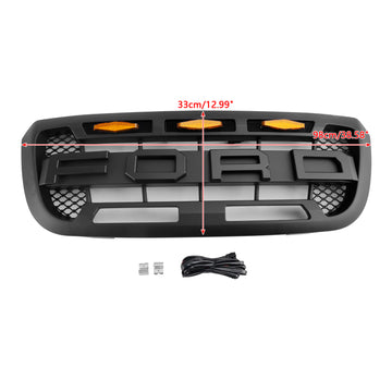 2004-2011 Ford Ranger Raptor Style Grill voorbumper Matzwarte grille met LED-licht - 0