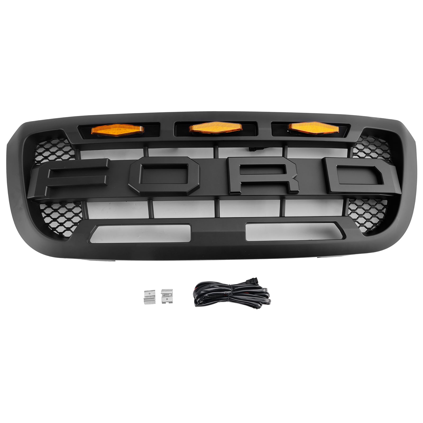 Parachoques delantero con parrilla estilo Raptor para Ford Ranger 2004-2011, color negro mate, con luz LED