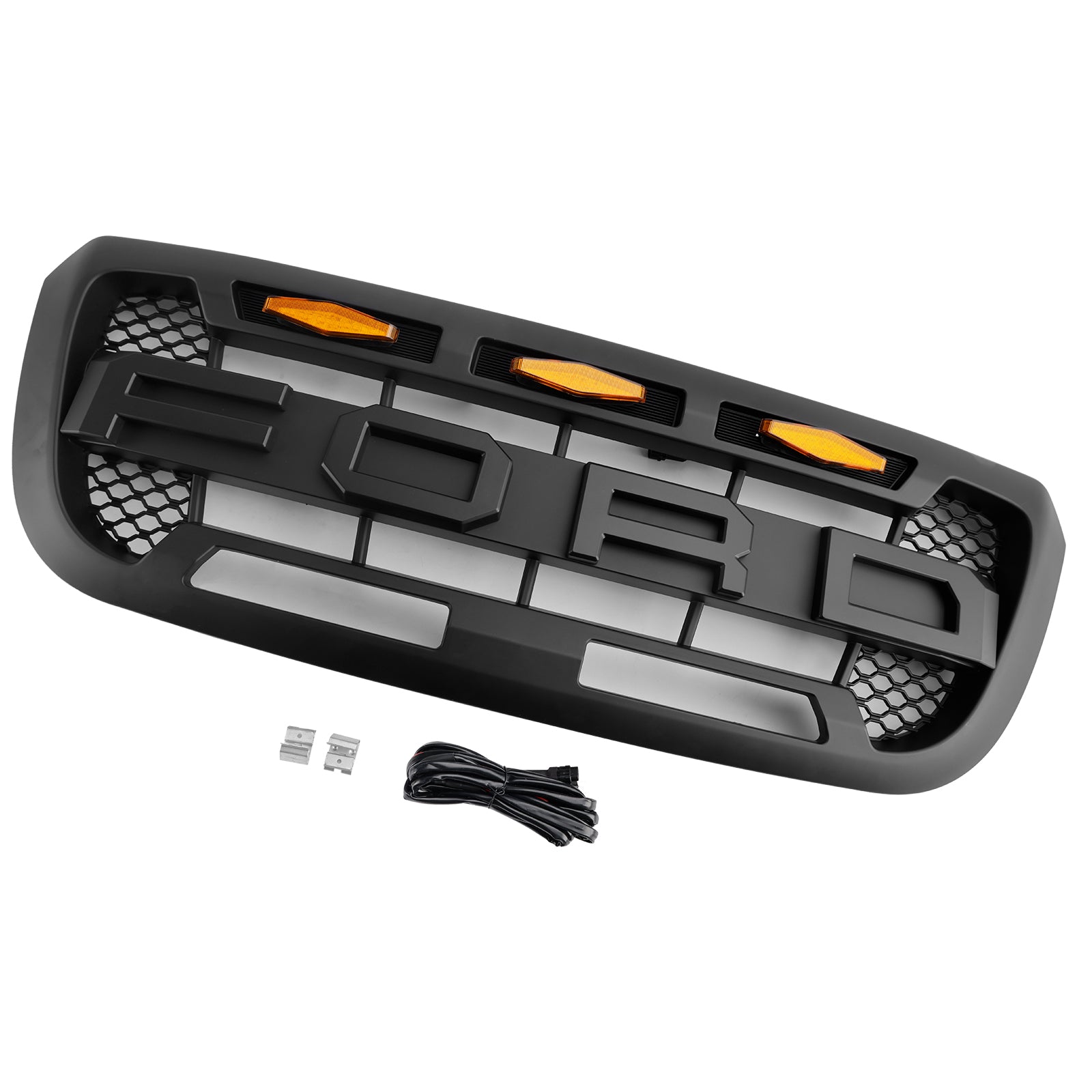 Parachoques delantero con parrilla estilo Raptor para Ford Ranger 2004-2011, color negro mate, con luz LED