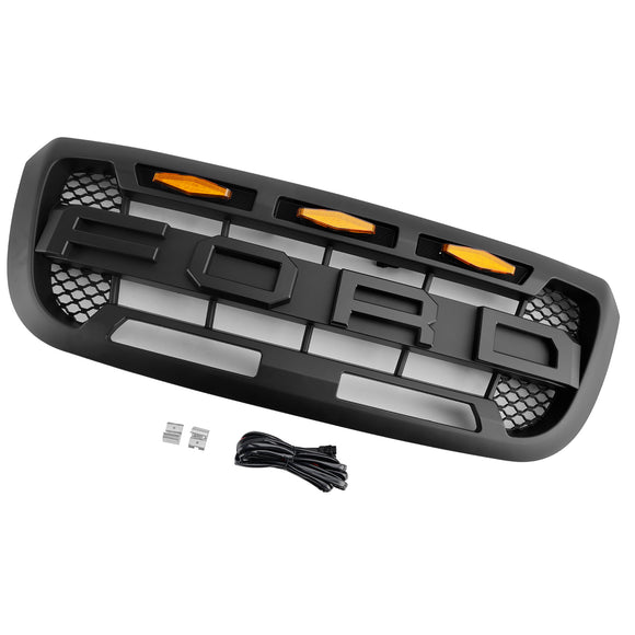 2004-2011 Ford Ranger Raptor Style Grill Pare-chocs avant Calandre noire mate avec lumière LED