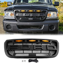 2004-2011 Ford Ranger Raptor Style Grill Front Bumper Matte Black Grille W/ LED Light-1